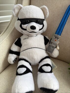Build-A-Bear Star Wars Stormtrooper Plush - White and Black with blue lightsaber